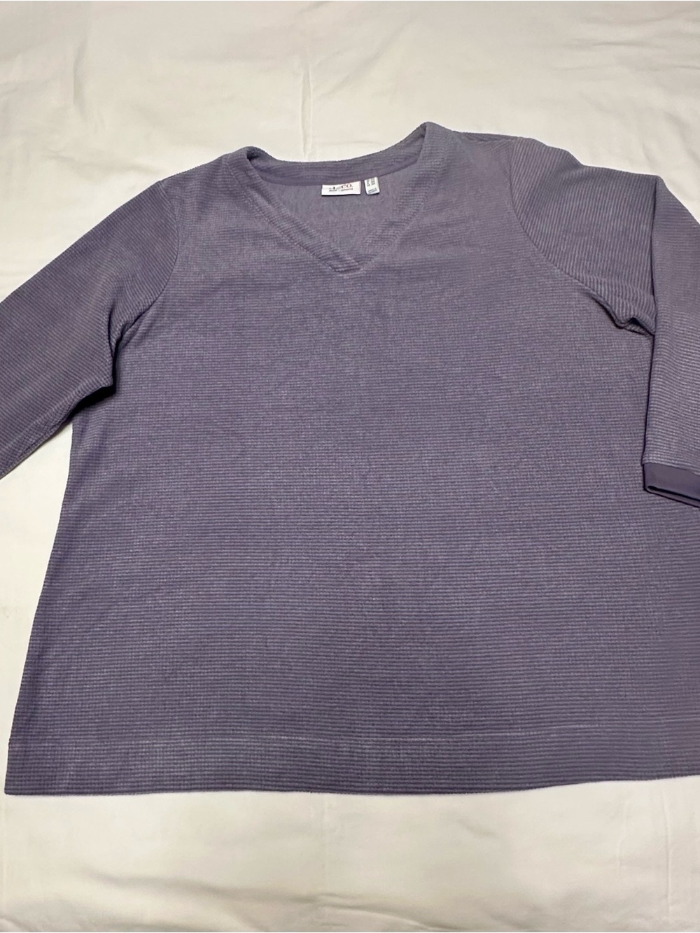 Denim&Co Lavender Ribbed V-Neck Sweater
